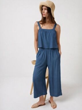 Anthro Drew Blue 2 piece cotton gauze lounge set